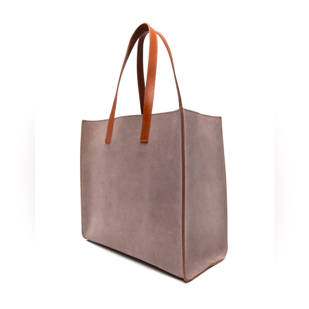 NEW SOFIE D'HOORE Vanity Soft Mink Beige Suede Brown Leather Trim Tote Bag